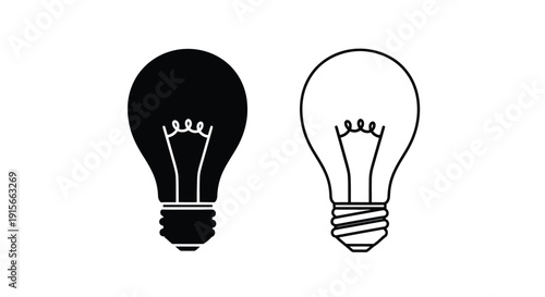 Two lightbulbs depicted in contrasting black and white symbolizing duality