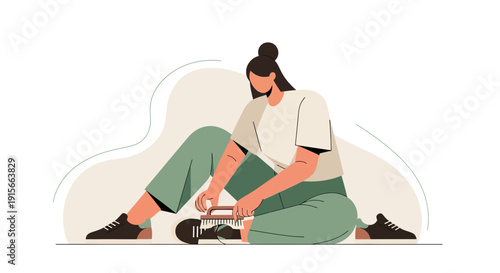 A Person Cleaning Sneakers With A Brush Relaxed Pose