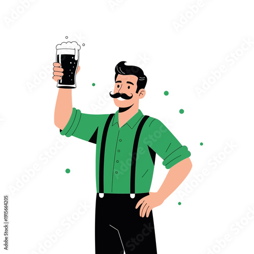 A Cheerful Bartender Raising A Pint Of Dark Beer In A Celebration Of Joy And Good Cheer