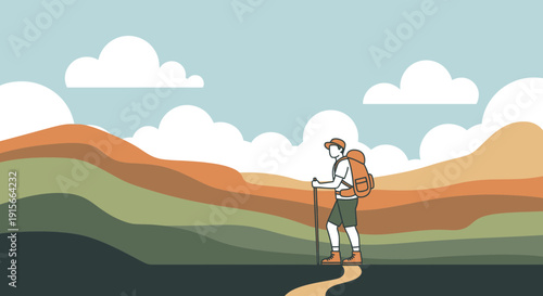 Adventurer Strolling Towards Expansive Valley On An Unforgettable Expedition