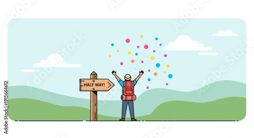 Achieving The Goal After Half Way Through: A Happy Hiker's Journey Celebration