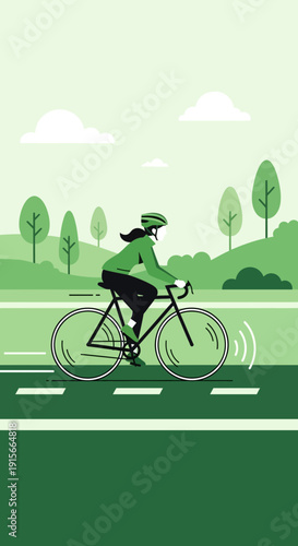 Active Person Cycling Through Scenic Green Outdoors Enjoying Nature