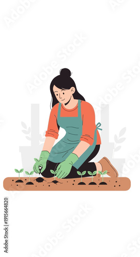 A Person Kneeling in the Garden, Planting New Seeds and Nurturing Growth in Soil