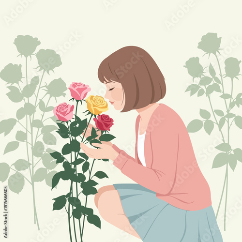 A Gentle Moment of Rose Aroma Appreciation by a Person