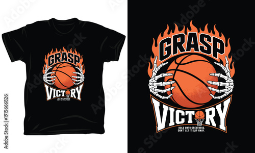Skeletal Hands Holding Basketball Grasp Victory Sports Design