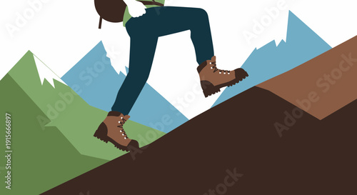 Adventure Awaits Person Ascending A Mountain Peak With Backpack