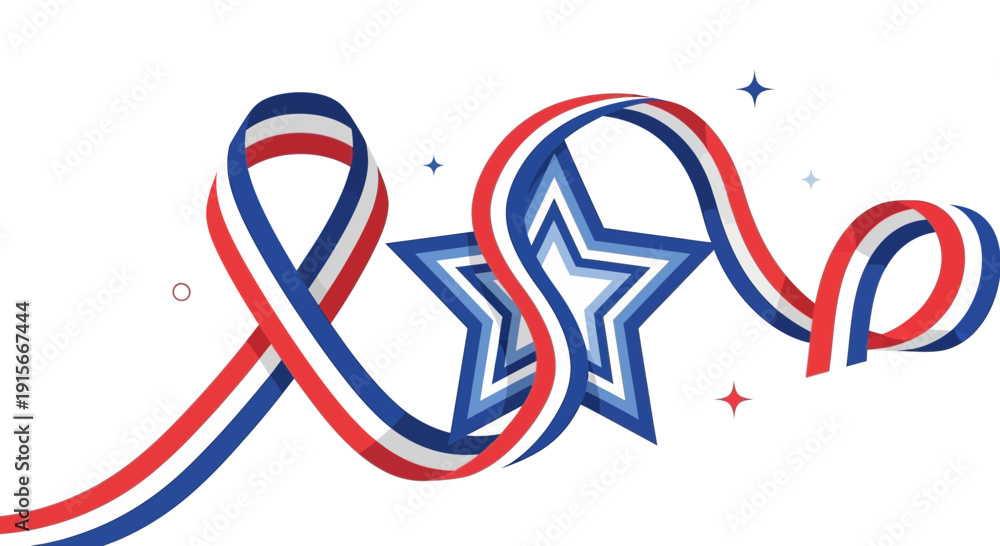 Obraz premium American Patriotism: A Symbolic Illustration Featuring Stars and Patriotic Ribbons.