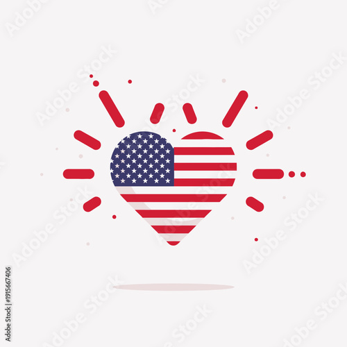 American Heart Pride Patriotic Love Graphic Element