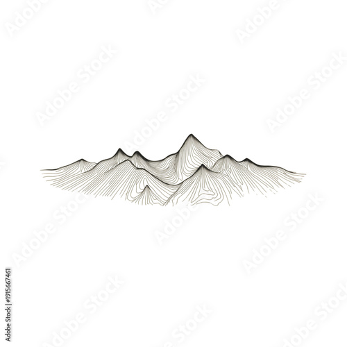 Stunning mountain landscape with intricate line art design