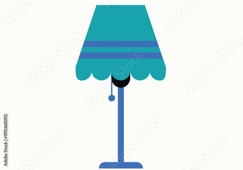 A stylish modern lamp with a blue gradient shade and base isolated on transparent background, Vector