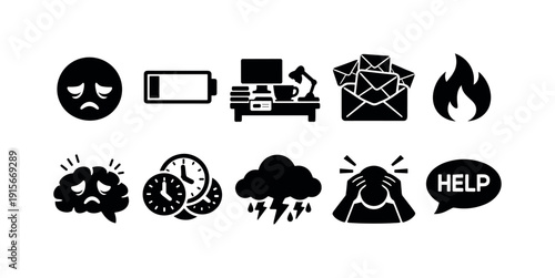 Home appliance silhouette icon set. Kitchen, cooking, cleaning silhouette icons