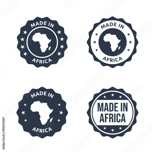 made in africa stamp icon set