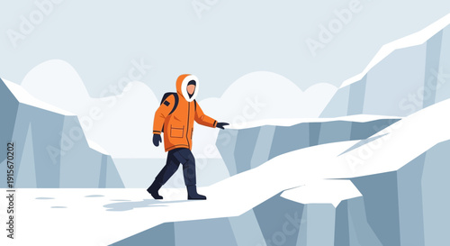 Arctic Explorer Navigating Icy Terrain