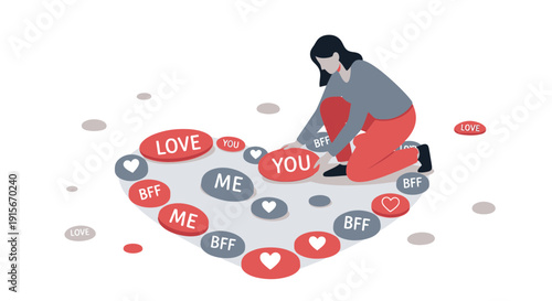 Arranging Relationship Affirmations Heart Shape Building Connection