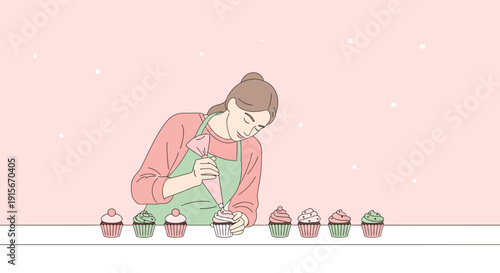 Artisan Decorating Cupcakes With Icing For A Sweet Creation
