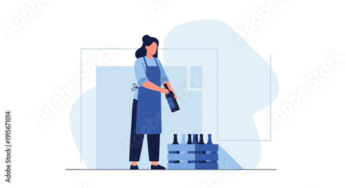 Bartender Sorting Bottles For Service In A Modern Setting