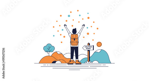 Celebration At Halfway Point Of A Scenic Journey