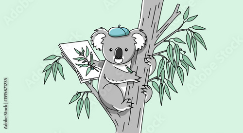 Artistic Koala Drawing In Tree Branches Capturing The Essence of Nature's Beauty