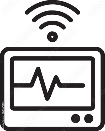 Heart rate monitor ecg screen icon