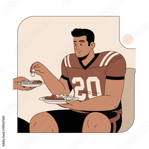 Athlete Enjoying A Hearty Meal After A Tough Game Celebrating Victory
