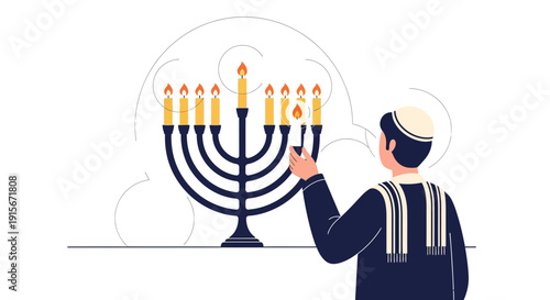 Chanukah Celebration Lighting the Menorah Tradition Jewish Culture
