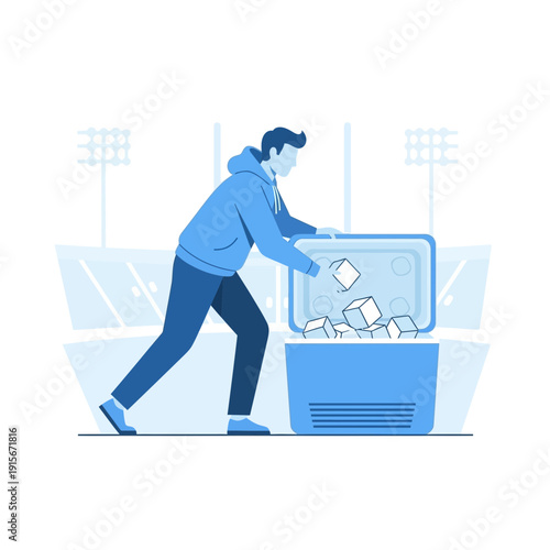 Athletic Refreshment Cooler Service At Outdoor Stadium Event Refreshment