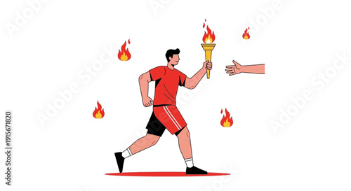 Athletic Torch Relay Symbolizes Hope And Competition On A White Background
