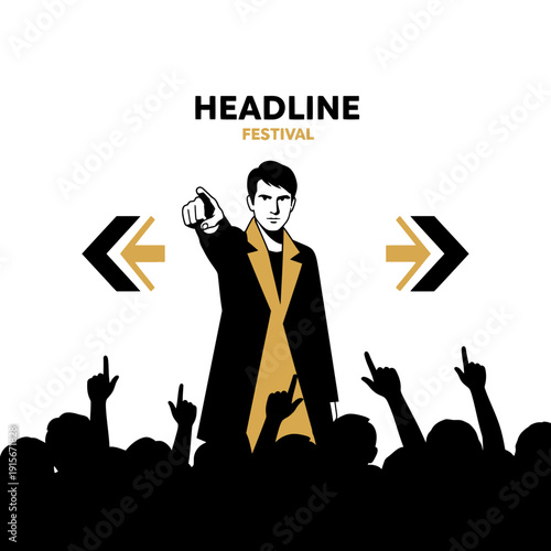 Charismatic Leader Directs Engaged Crowd At Energetic Festival Event