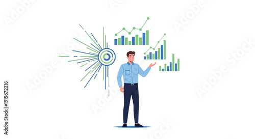 Business Analyst Presenting Financial Data Visualizations With Dynamic Growth Charts