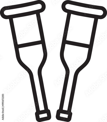 Medical crutches mobility aid equipment icon
