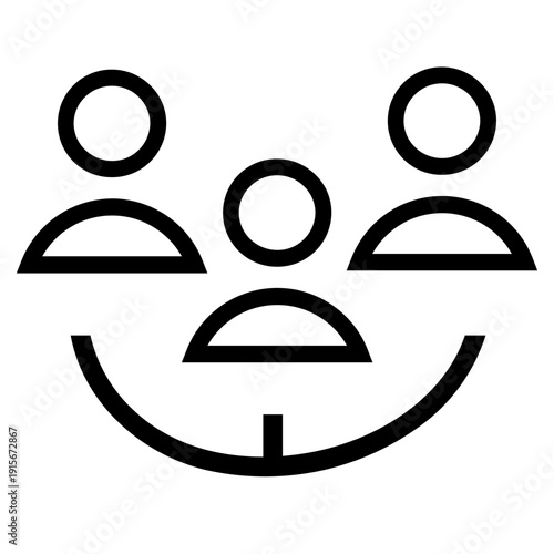 A stylized, modern illustration of a smiling team celebrating success together, conveying happiness, unity, and achievement in a simple yet dynamic design, vector icon illustration.