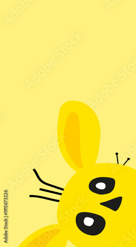 Cute cartoon rabbit with big eyes and happy face