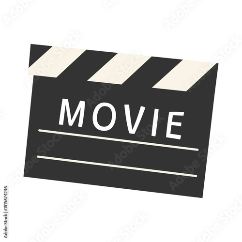 Black movie clapperboard with text. Minimal film slate icon for cinema production, video editing and media design