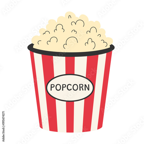 Blue striped soda cup with straw and lid for cinema concession. Soft drink for movie theater snacks, takeaway menu, packaging and ads.