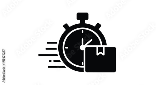 Fast delivery concept with stopwatch and package icon illustration