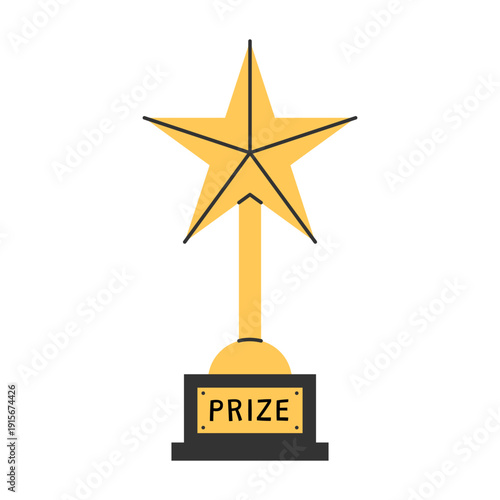 Golden star trophy award icon for film festival winners