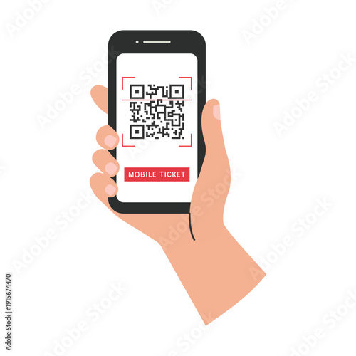 Mobile ticket on smartphone with QR code for event entry and contactless check-in