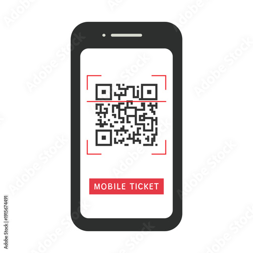 Mobile ticket with QR code on smartphone screen for event entry and contactless check-in