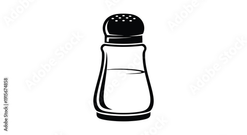 A simple black and white illustration depicts a classic pepper and salt shaker set commonly used for seasoning