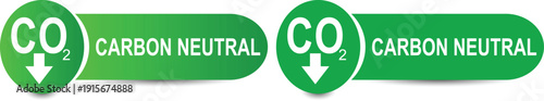 Carbon Neutral CO2 Emission Reduction Banner Label – Green Eco Friendly Environmental Badge for Sustainable Packaging Branding Certification