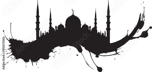 Ramadan Kareem Islamic Silhouette Icon Set – Mosque Crescent Moon Prayer Muslim Religious Vector Collection
