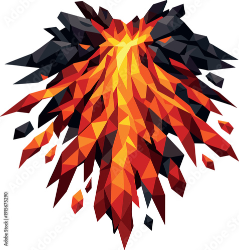 Low-poly vector illustration of a business handshake accelerating into contact, dynamic diagonal composition with angular