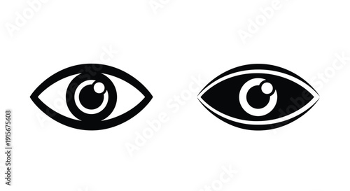 Two stylized black eyes are prominently displayed on a white background