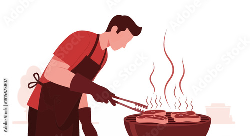 Chef Preparing Grilled Meat for a Delightful Cookout on a Sunny Summer Day