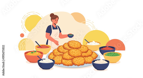 Chef Presenting Crispy Bites with Assorted Dipping Sauces Delicious Appetizer Selection