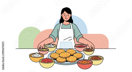 Chef Presents Assorted Dips With Appetizers For Culinary Delight