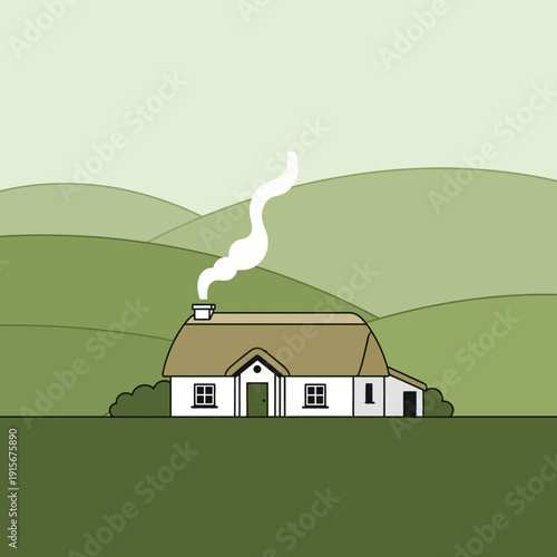 Charming Thatched Cottage Nestled Amidst Rolling Green Hills