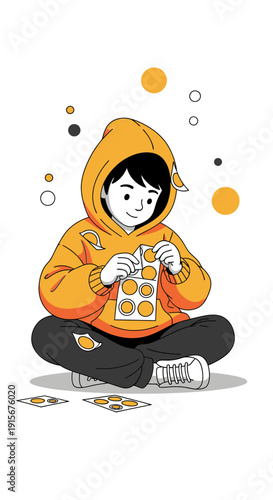 Child Enthusiastically Unpacking Circular Edibles From Packaging