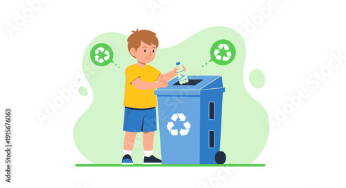Child Actively Participating In Environmental Recycling Efforts