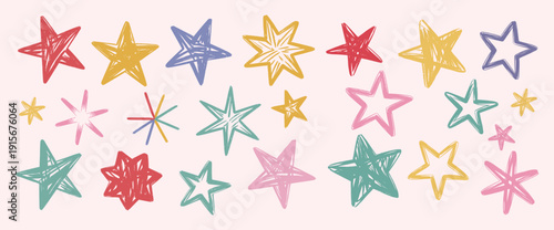 Hand-drawn Colorful Star Illustrations Keywords: star, hand-drawn, illustration, colorful, colorful stars